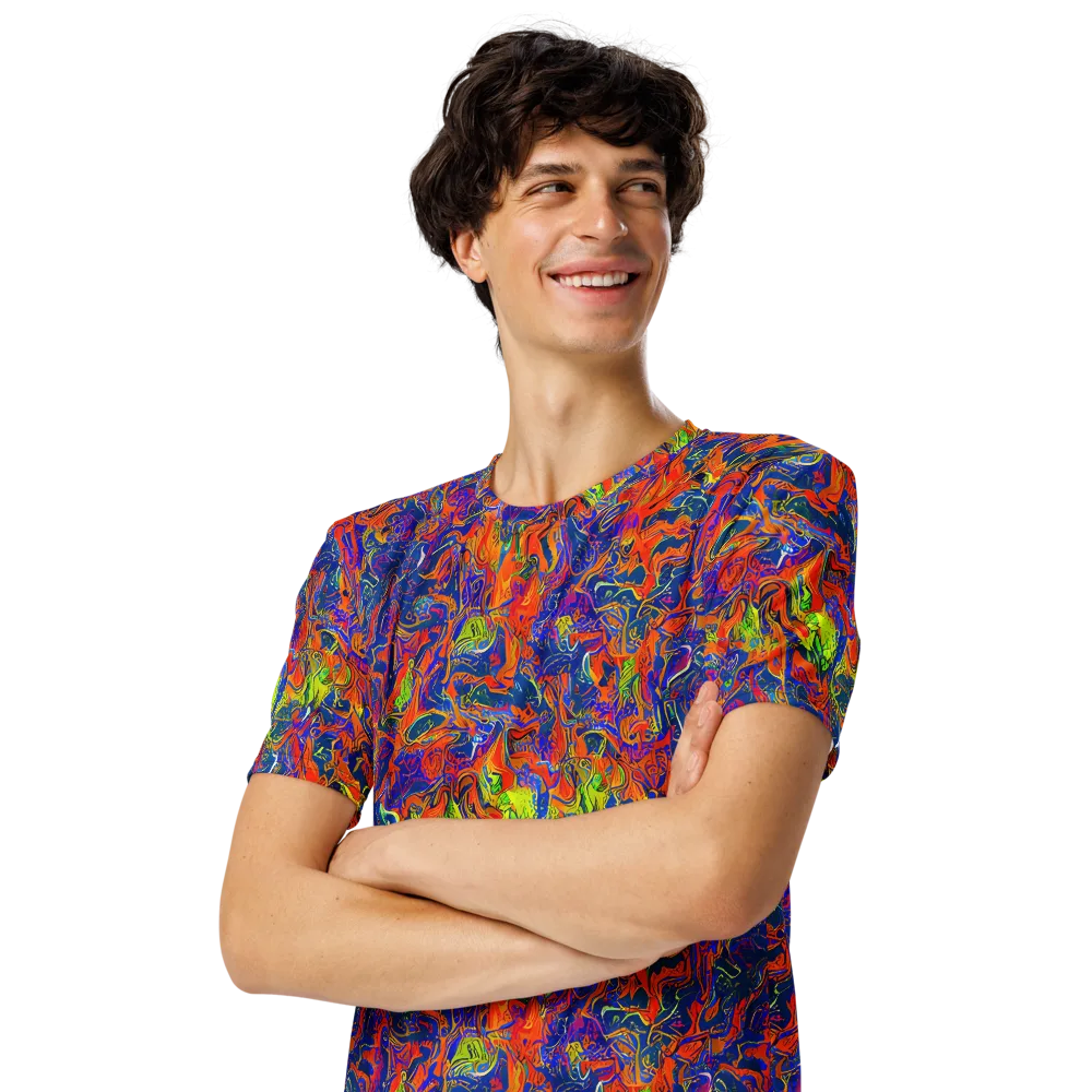 Flame Circuit on Men's Crew Neck T-Shirt — Left Front