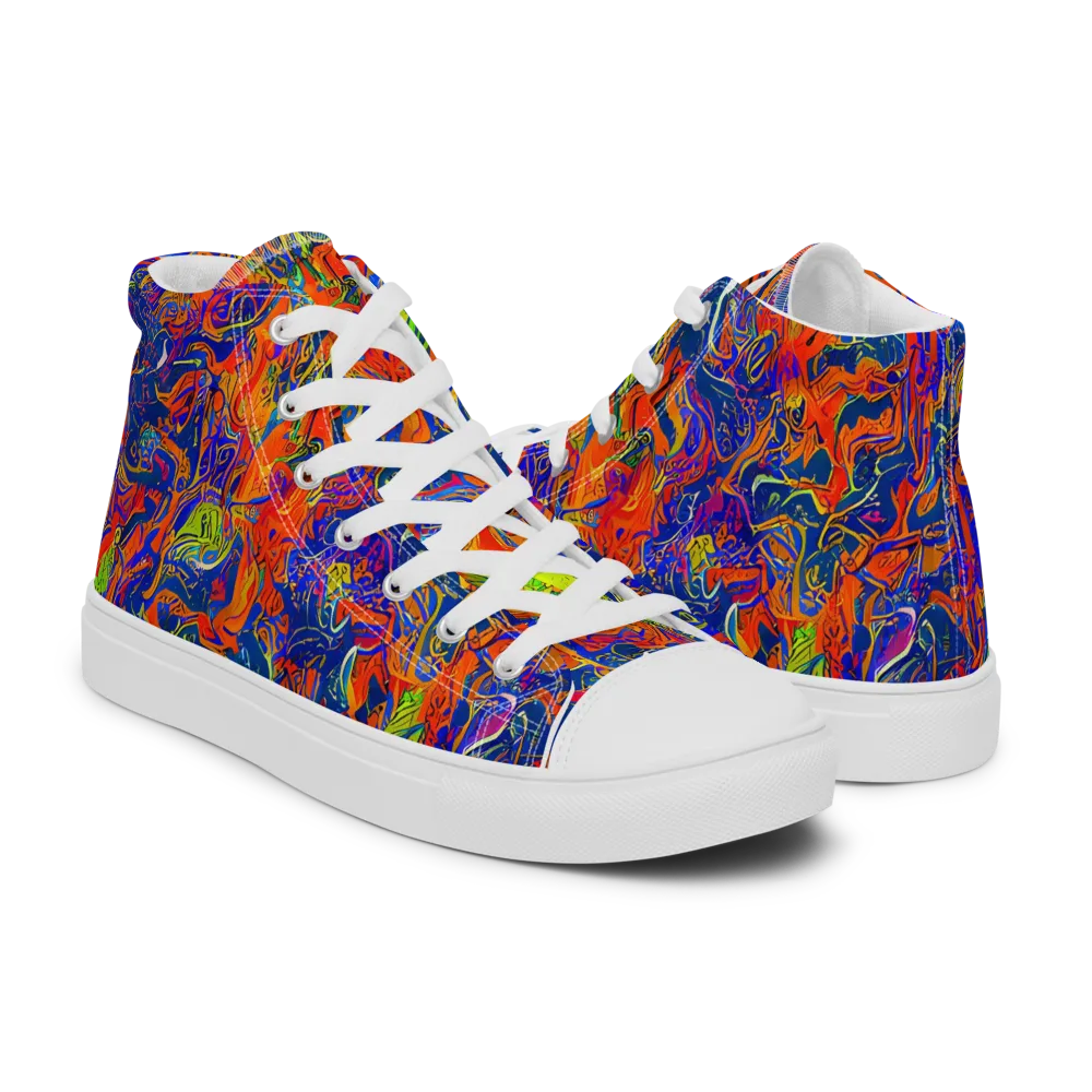 Flame Circuit on Men's High Top Canvas Shoes — Right