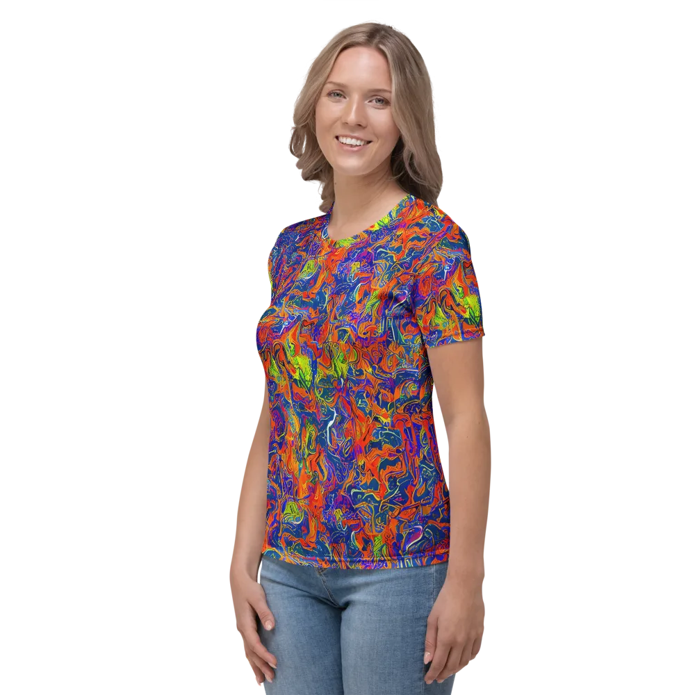 Flame Circuit on Women's Crew Neck T-Shirt — Left