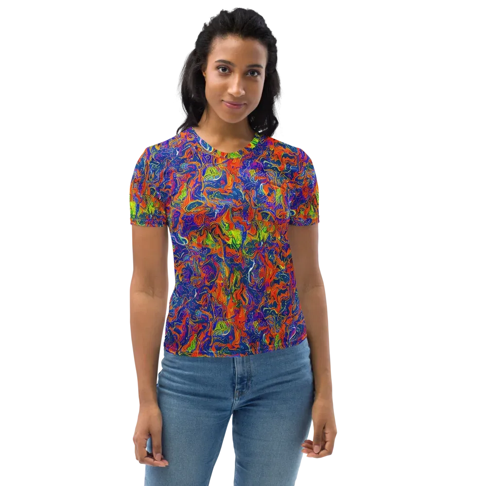 Flame Circuit on Women's Crew Neck T-Shirt — Front