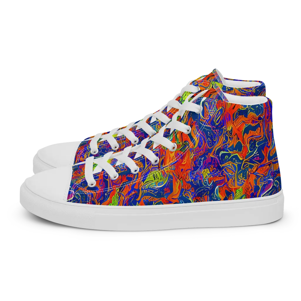 Flame Circuit on Women's High Top Canvas Shoes — Left