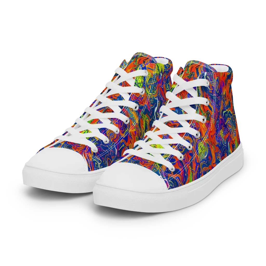 Flame Circuit on Women's High Top Canvas Shoes — Left Front