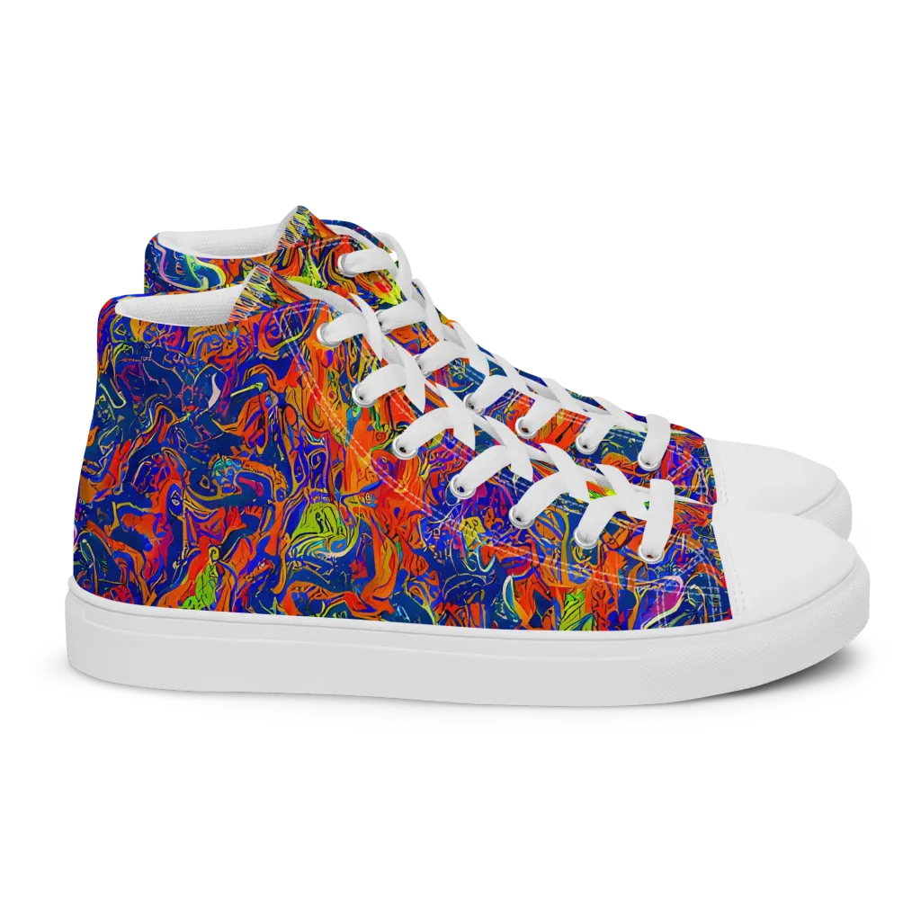 Flame Circuit on Women's High Top Canvas Shoes — Right