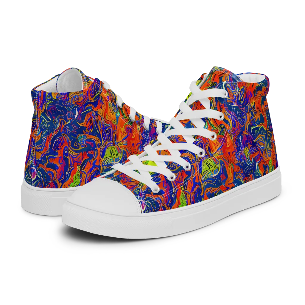 Flame Circuit on Women's High Top Canvas Shoes — Left