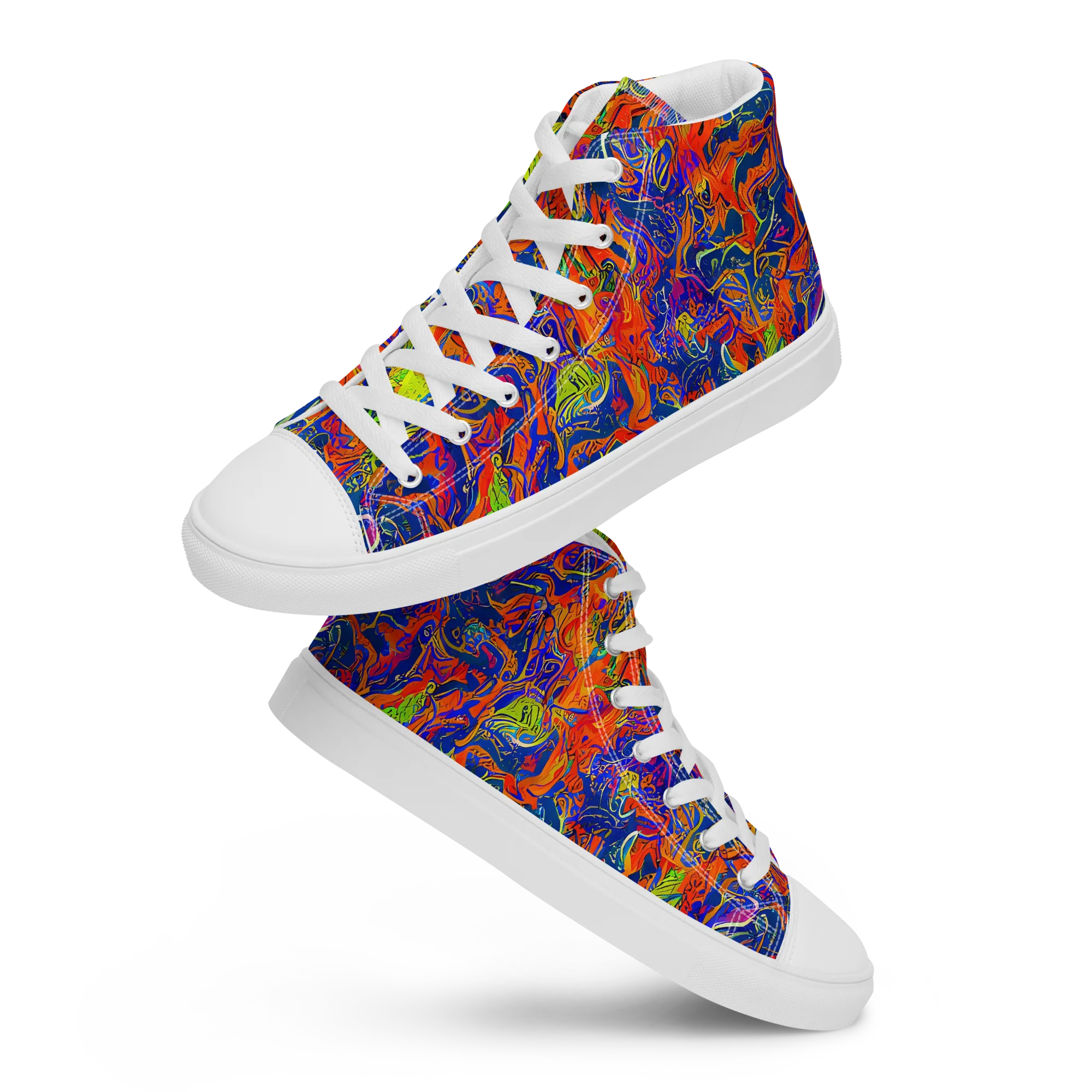Flame Circuit on Women's High Top Canvas Shoes — Front