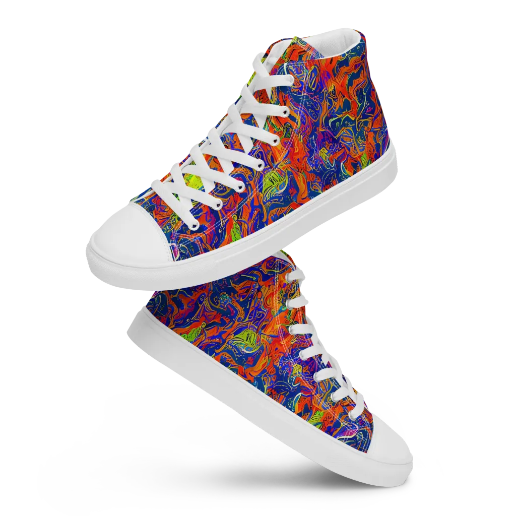 Flame Circuit on Women's High Top Canvas Shoes — Front