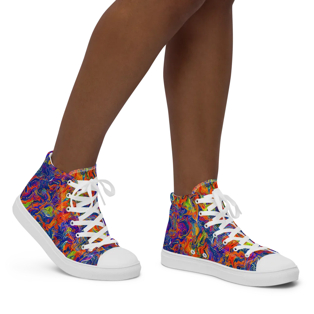 Flame Circuit on Women's High Top Canvas Shoes — Right