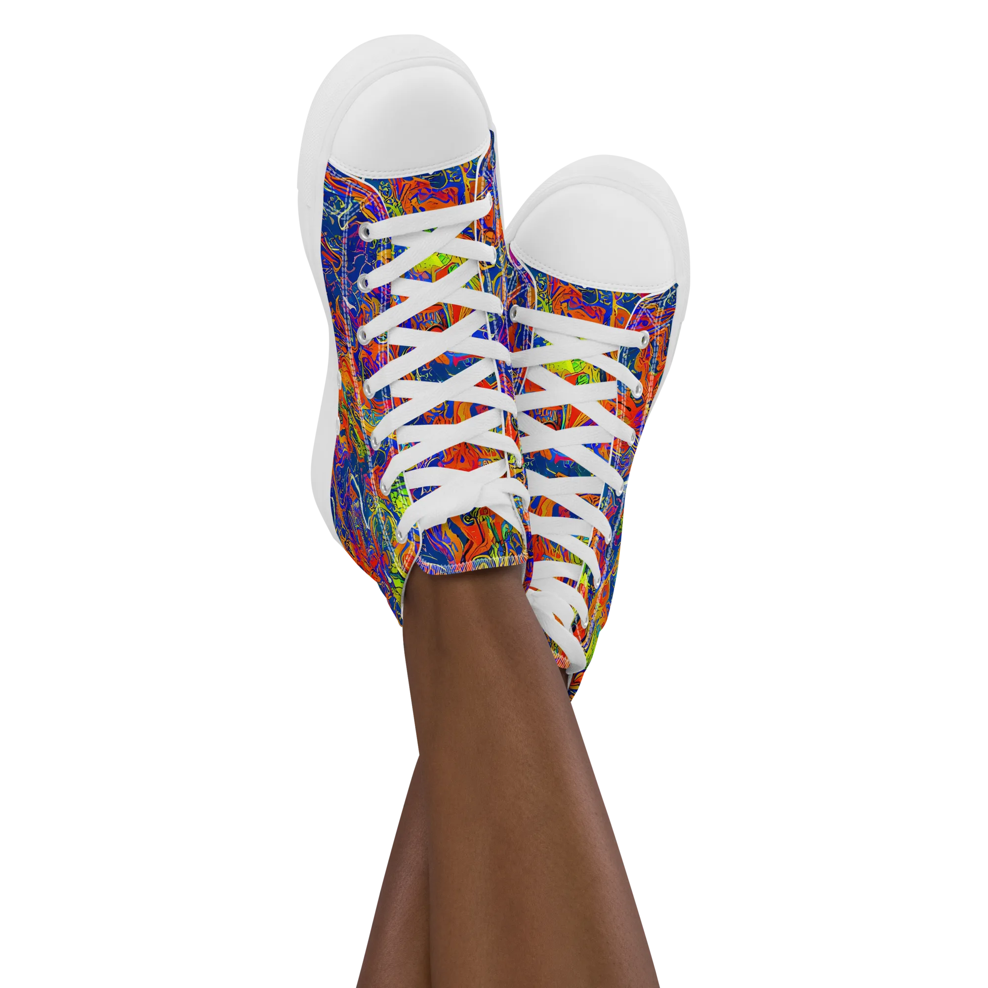 Flame Circuit on Women's High Top Canvas Shoes — Front