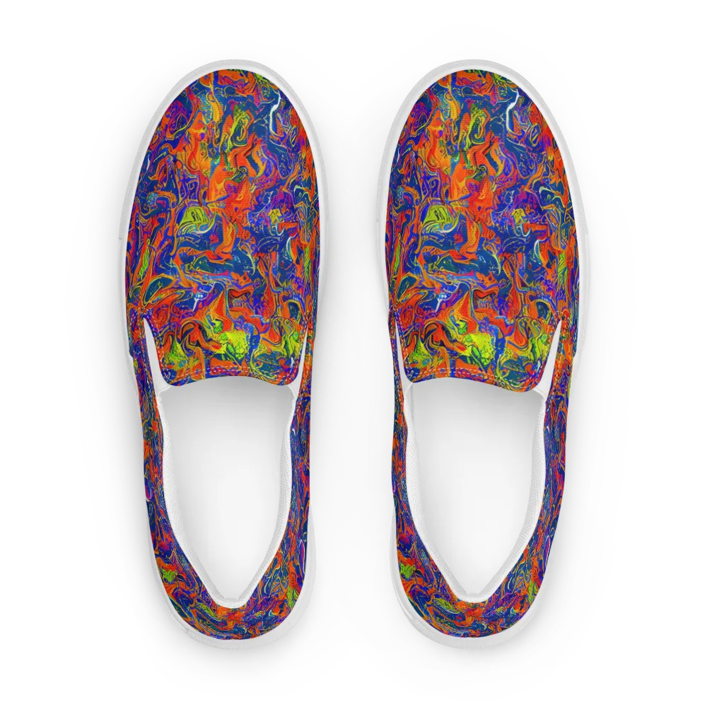 Flame Circuit on Men's Slip-On Canvas Shoes — Front