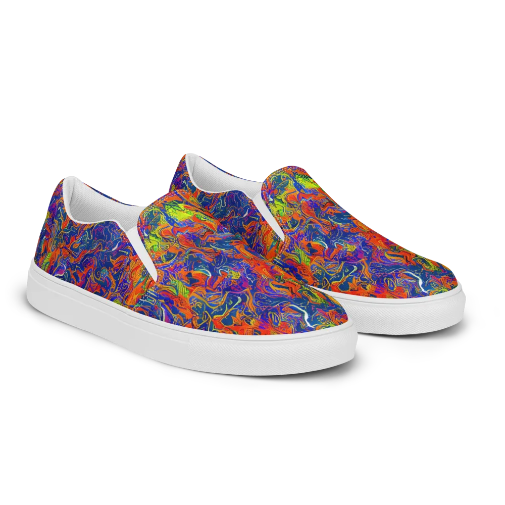 Flame Circuit on Men's Slip-On Canvas Shoes — Right Front