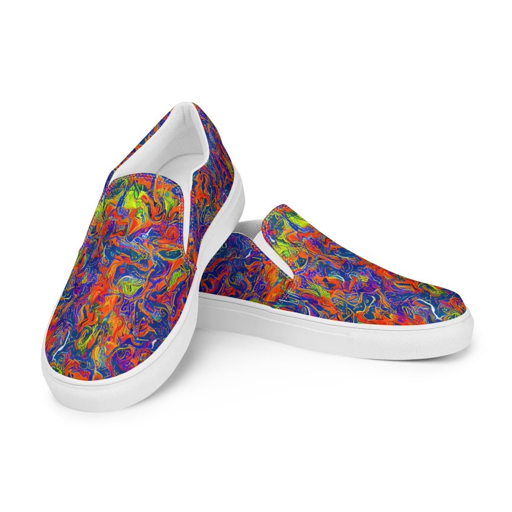 Flame Circuit on Men's Slip-On Canvas Shoes — Left Front