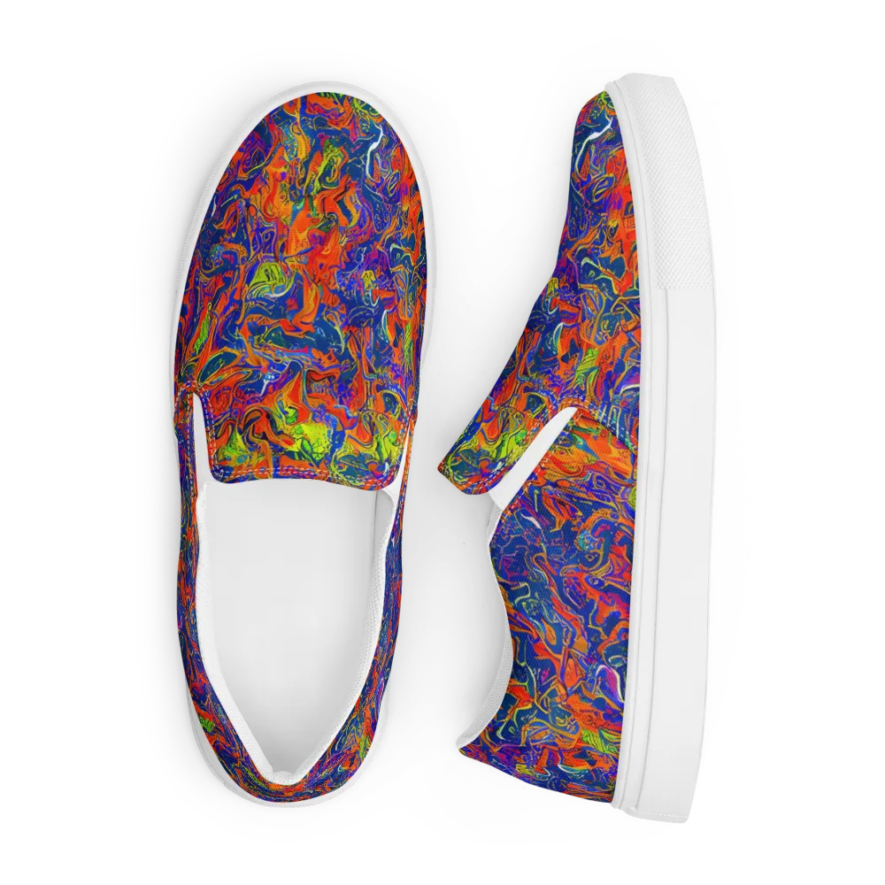 Flame Circuit on Men's Slip-On Canvas Shoes — Front