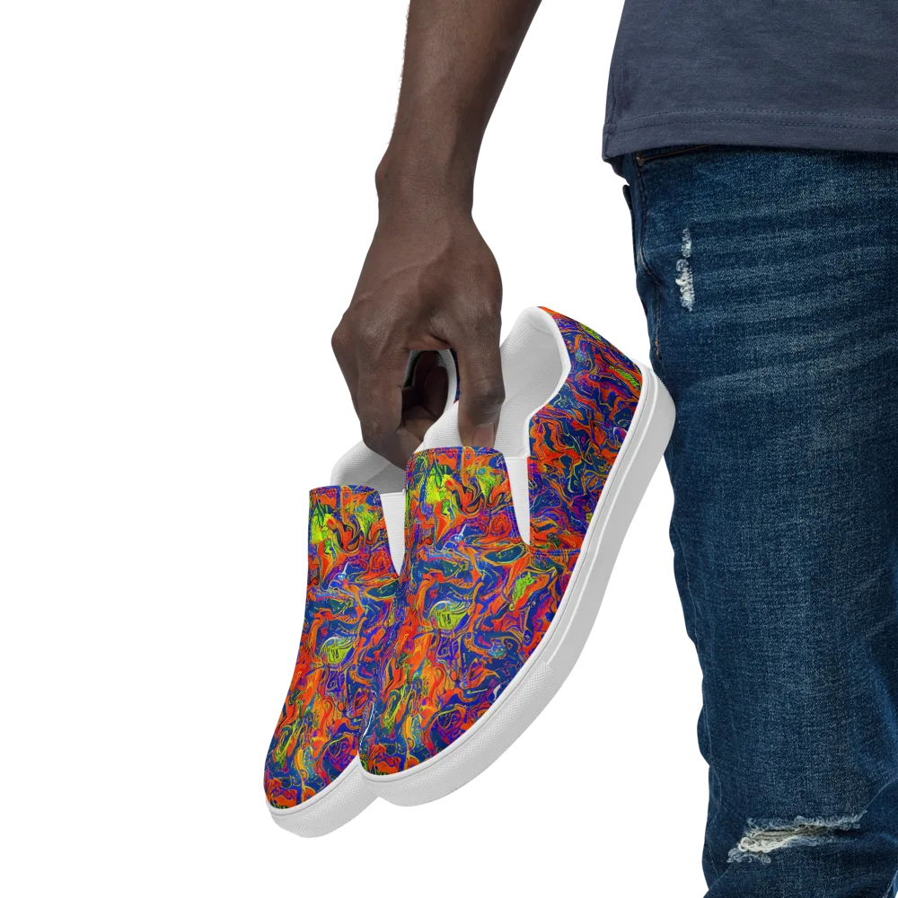 Flame Circuit on Men's Slip-On Canvas Shoes — Left Front