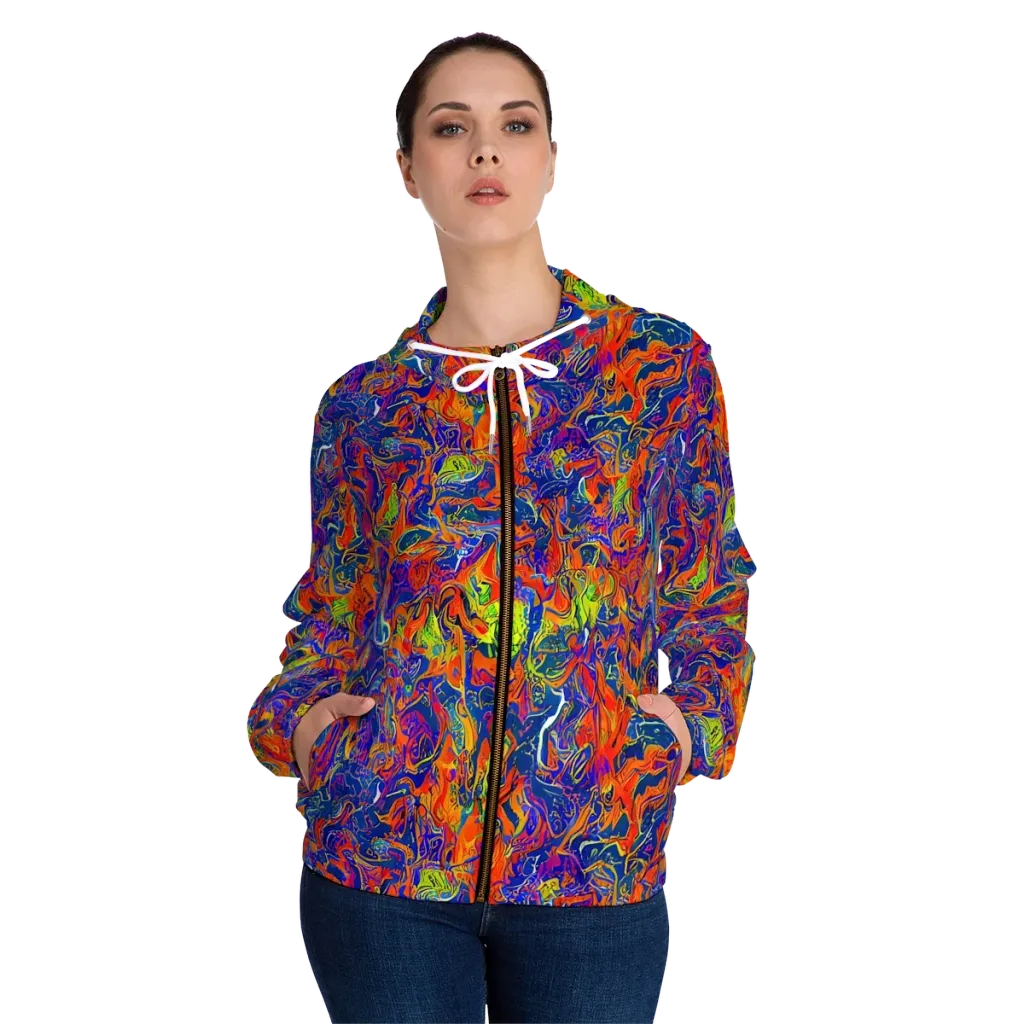 Flame Circuit on Women's Full-Zip Hoodie — Front On Person