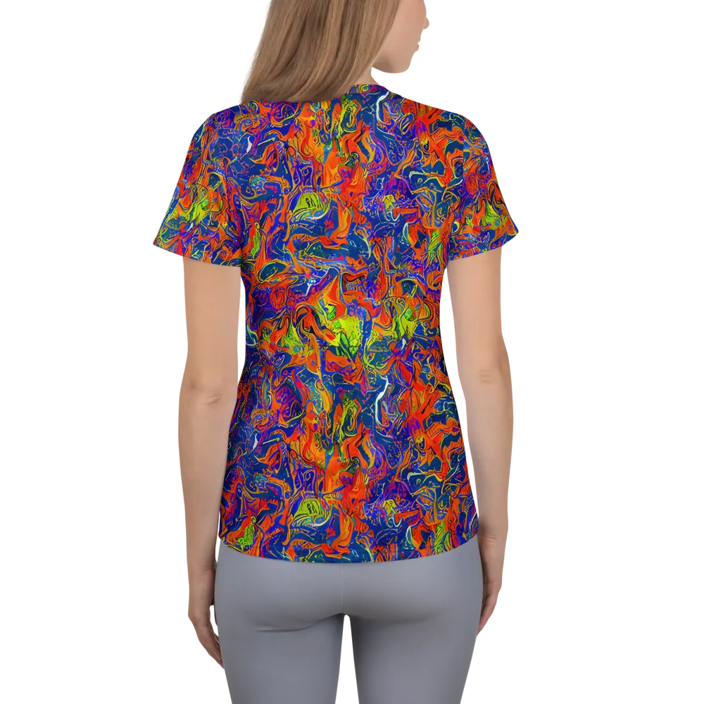 Flame Circuit on Women's Athletic T-Shirt — Back