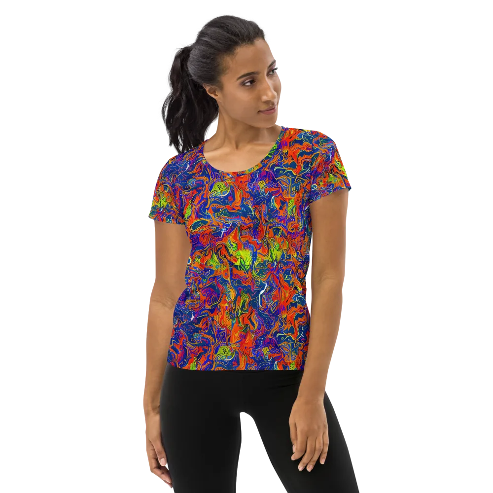 Flame Circuit on Women's Athletic T-Shirt — Front