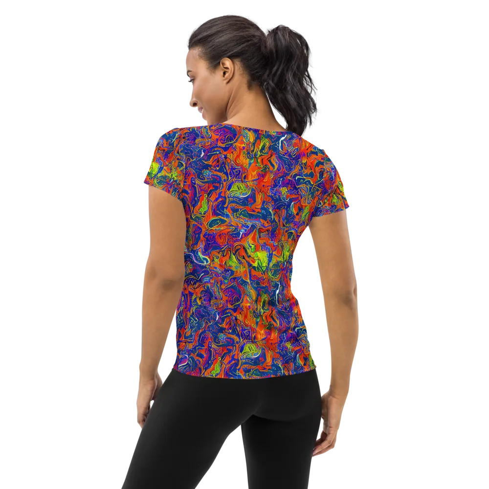 Flame Circuit on Women's Athletic T-Shirt — Back