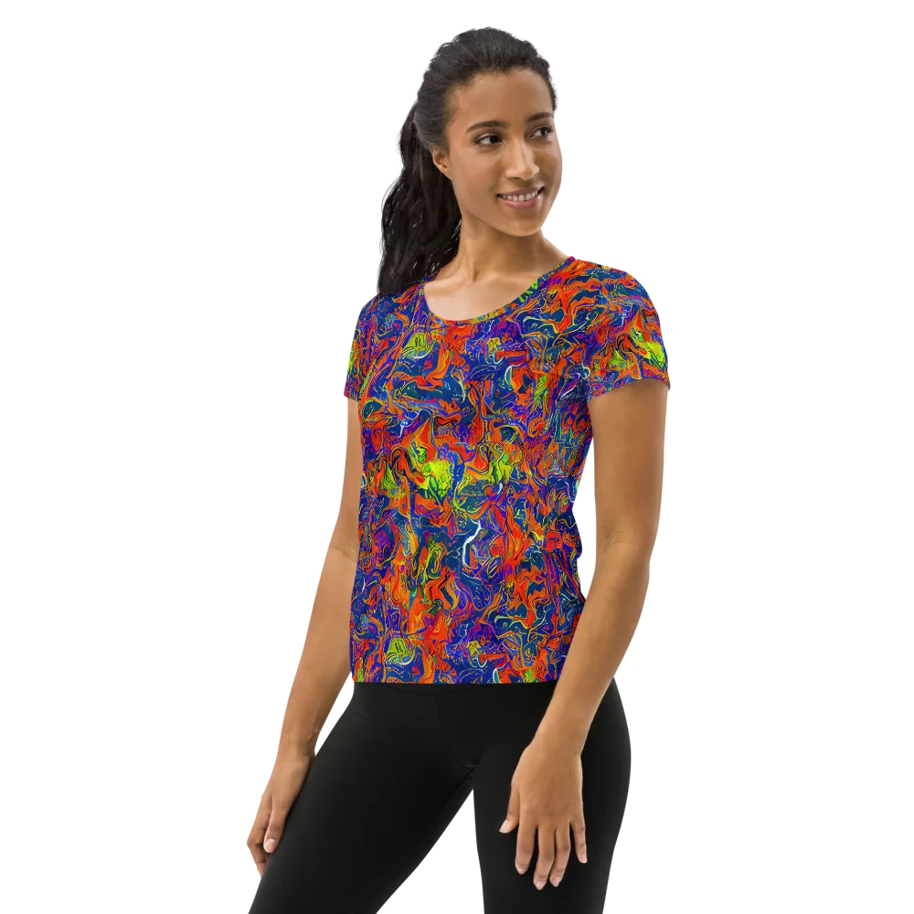 Flame Circuit on Women's Athletic T-Shirt — Left