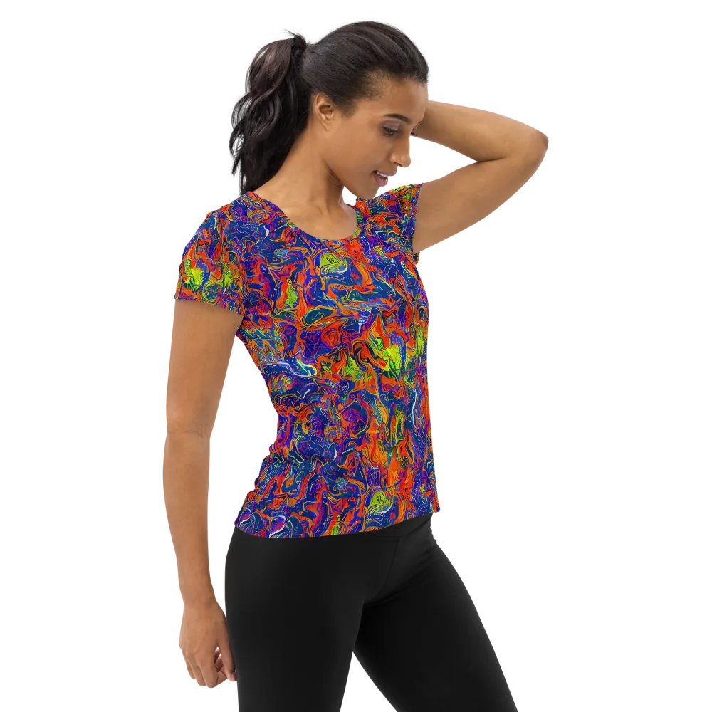 Flame Circuit on Women's Athletic T-Shirt — Right