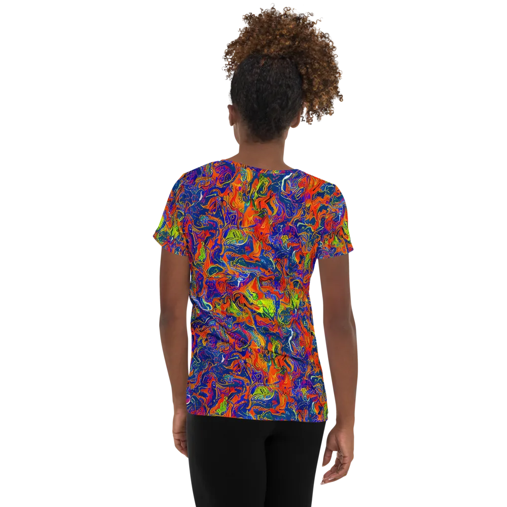 Flame Circuit on Women's Athletic T-Shirt — Back
