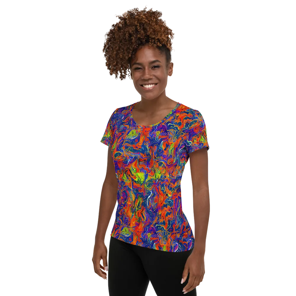 Flame Circuit on Women's Athletic T-Shirt — Left