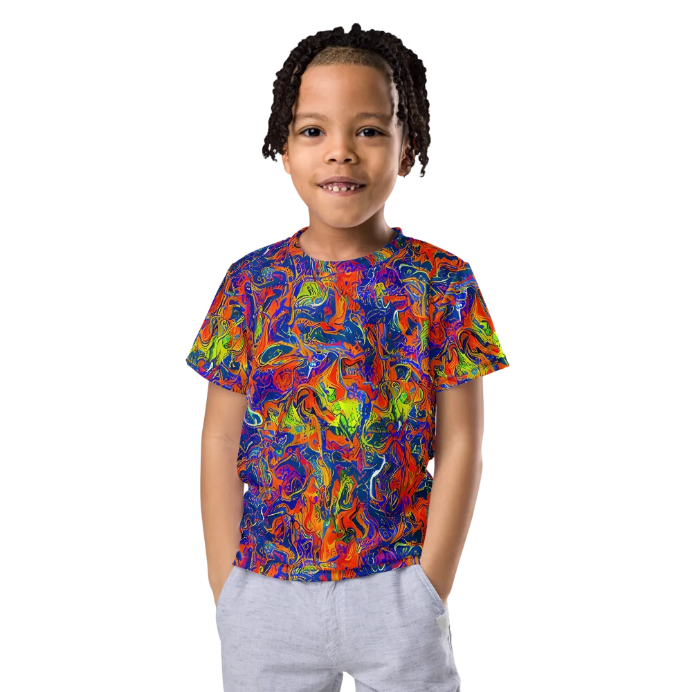 Flame Circuit on Kids Crew Neck T-Shirt — Front
