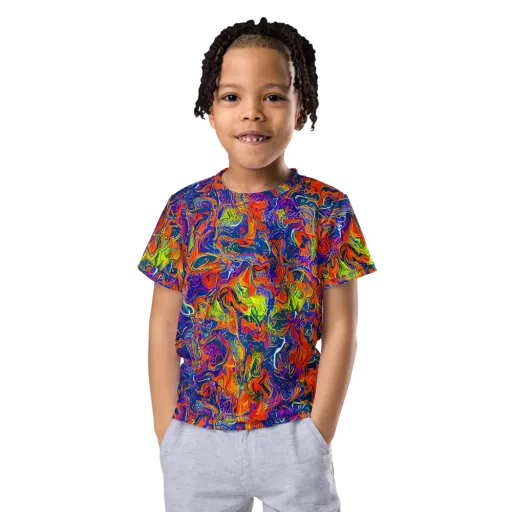 Flame Circuit on a Kids Crew Neck T-Shirt