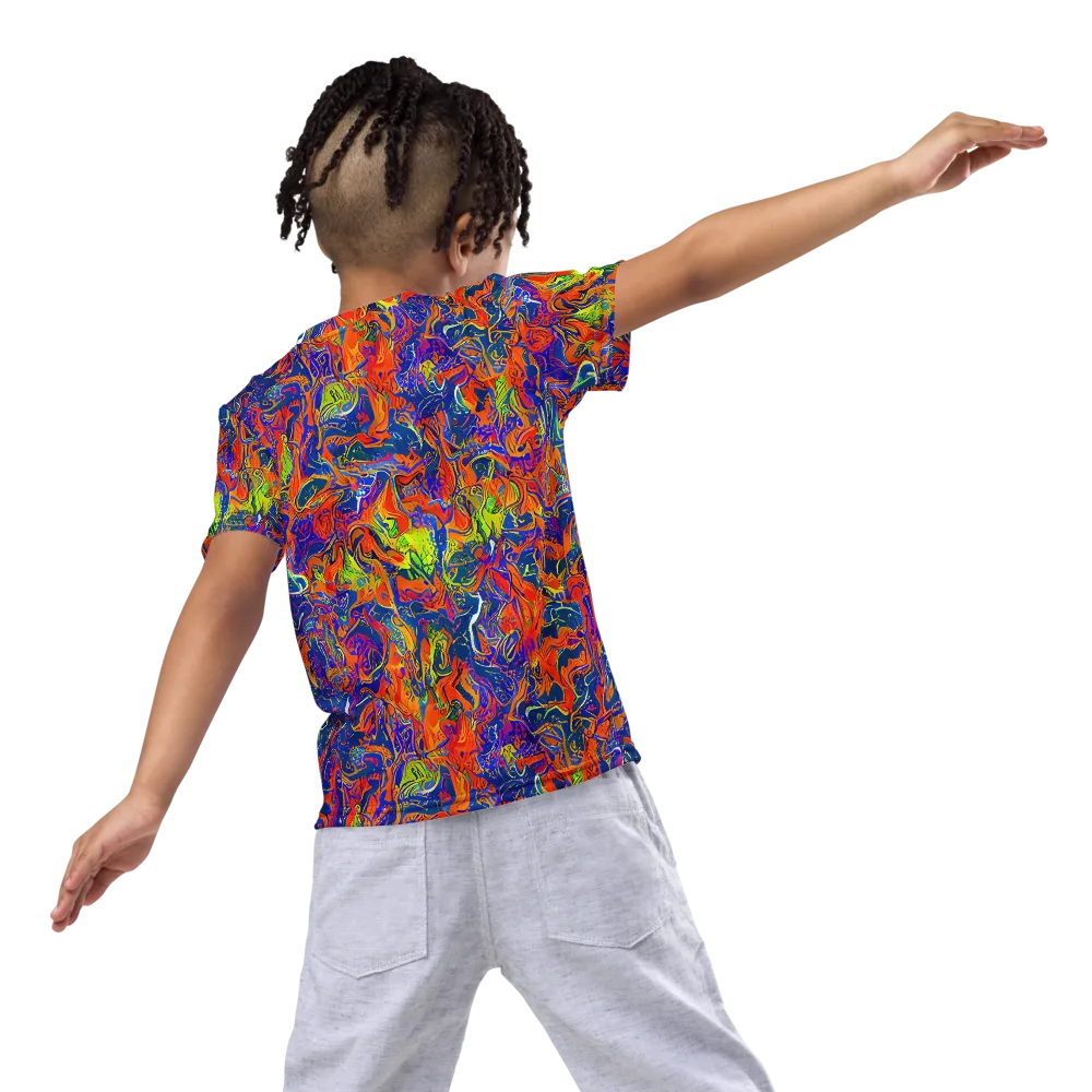 Flame Circuit on Kids Crew Neck T-Shirt — Back