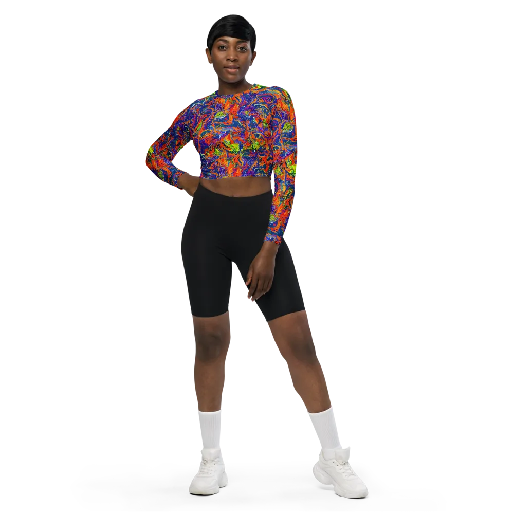 Flame Circuit on Long Sleeve Crop Top — Front