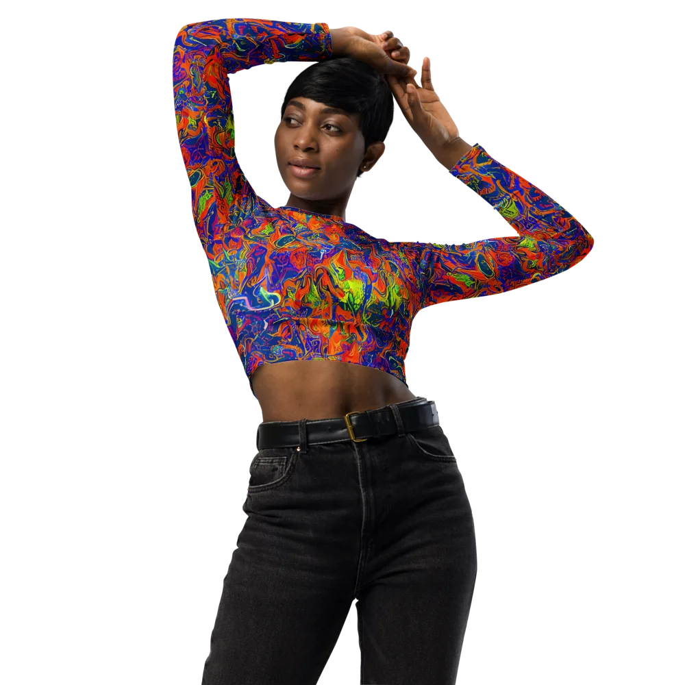 Flame Circuit on Long Sleeve Crop Top — Front