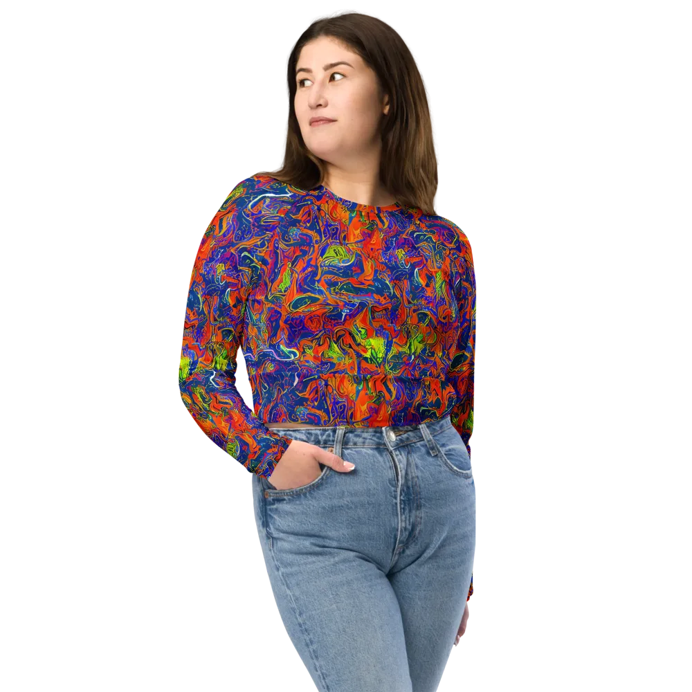 Flame Circuit on Long Sleeve Crop Top — Front