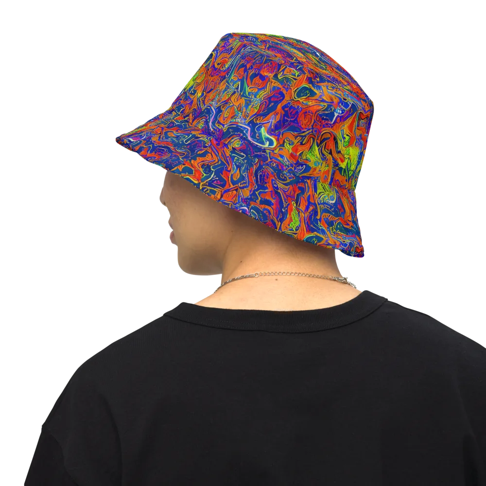 Flame Circuit on Reversible Bucket Hat — Back Inside