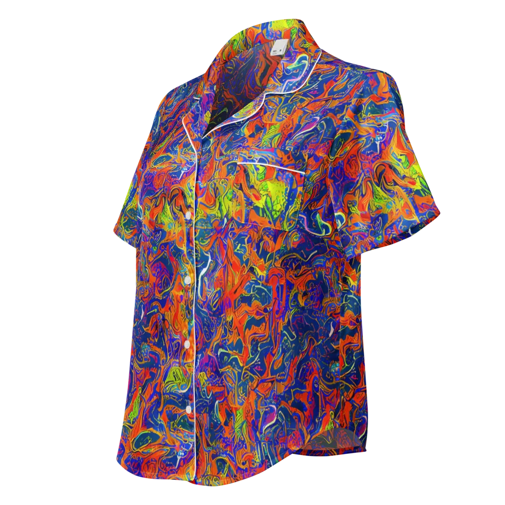 Flame Circuit on Women's Short Sleeve Pajama Top — Left Front
