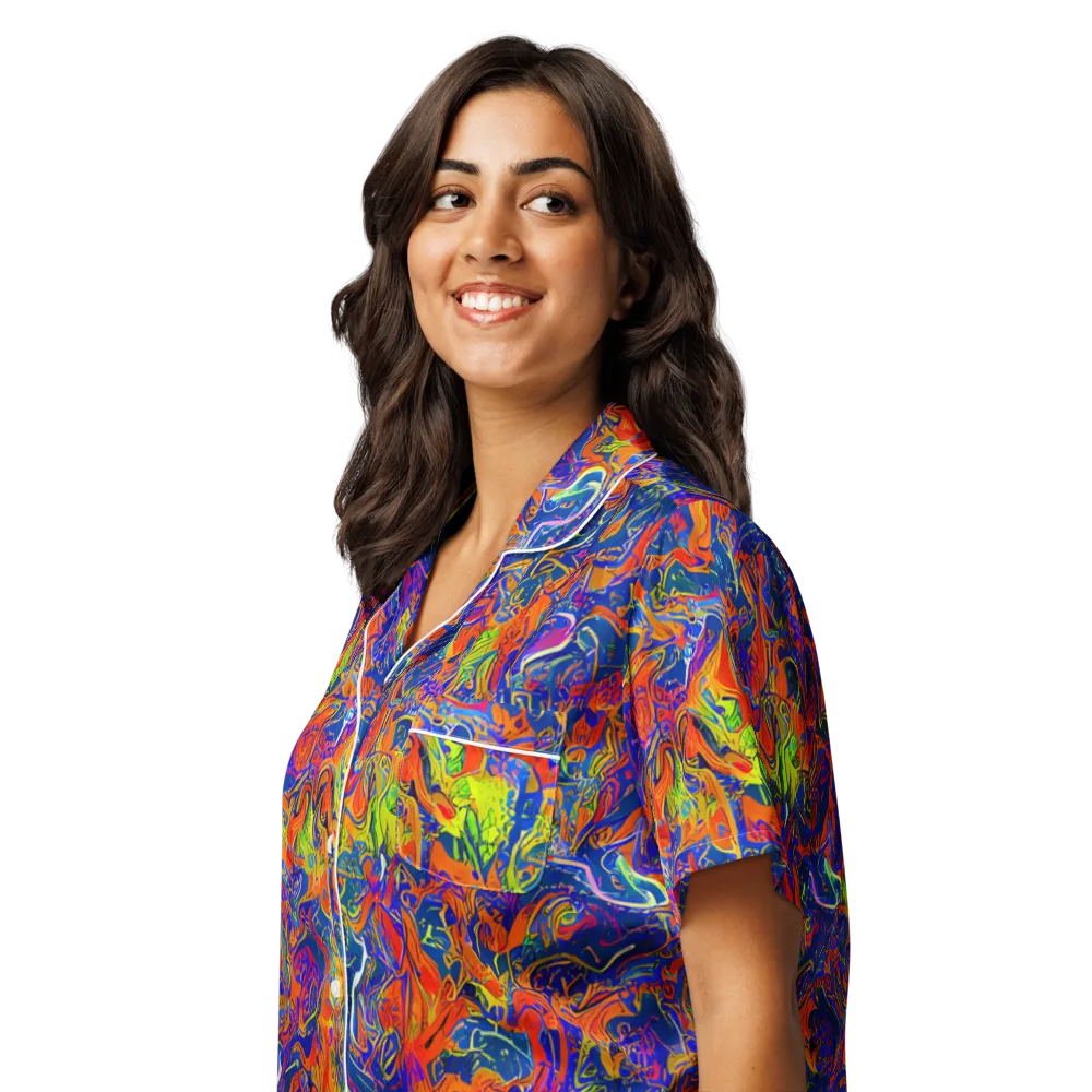 Flame Circuit on Women's Short Sleeve Pajama Top — Left Front