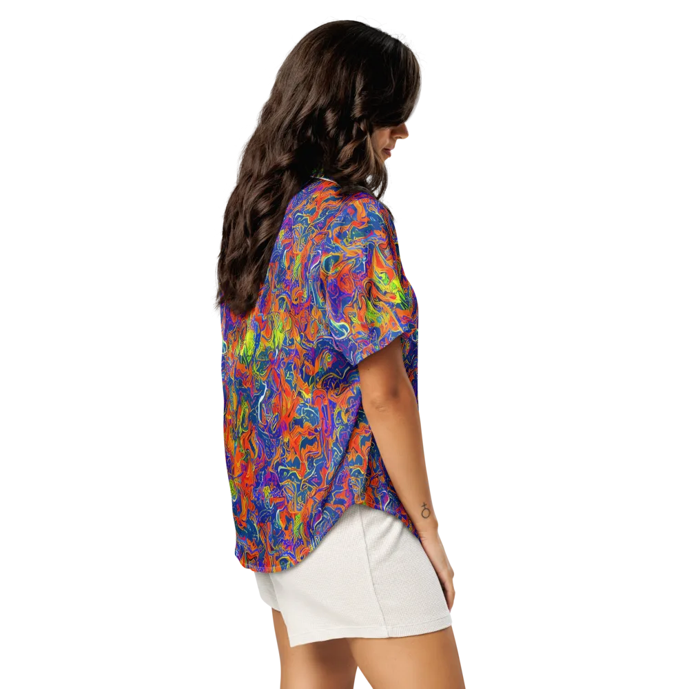 Flame Circuit on Women's Short Sleeve Pajama Top — Right Back