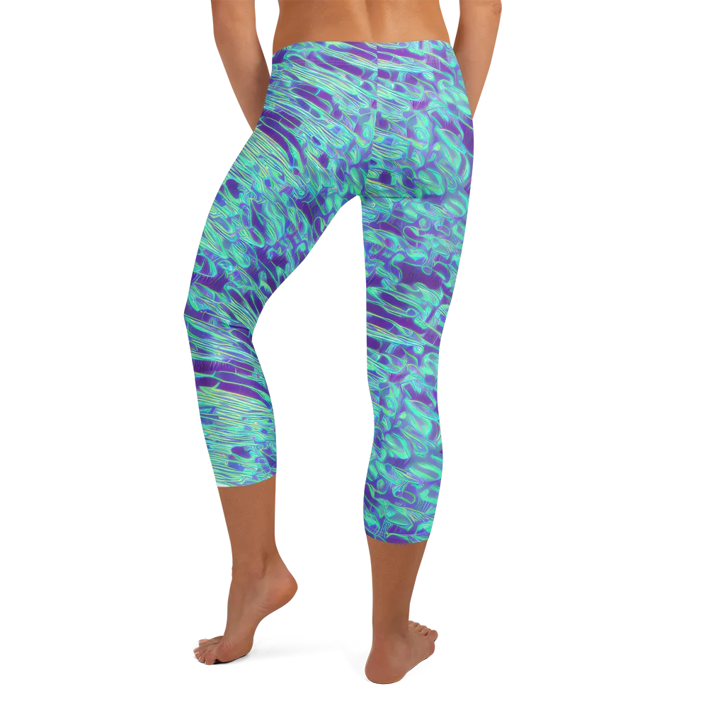 Aqua Fever on Capri Leggings — Back