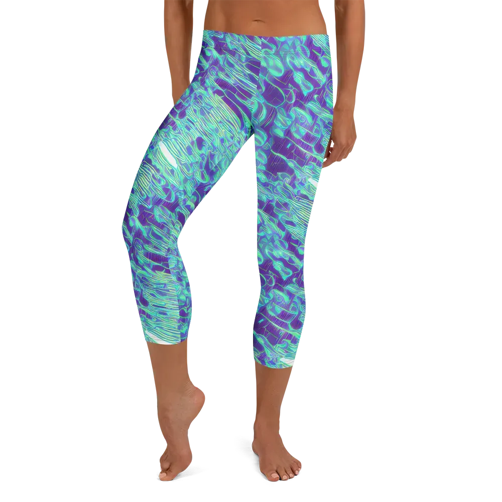 Aqua Fever on Capri Leggings — Front
