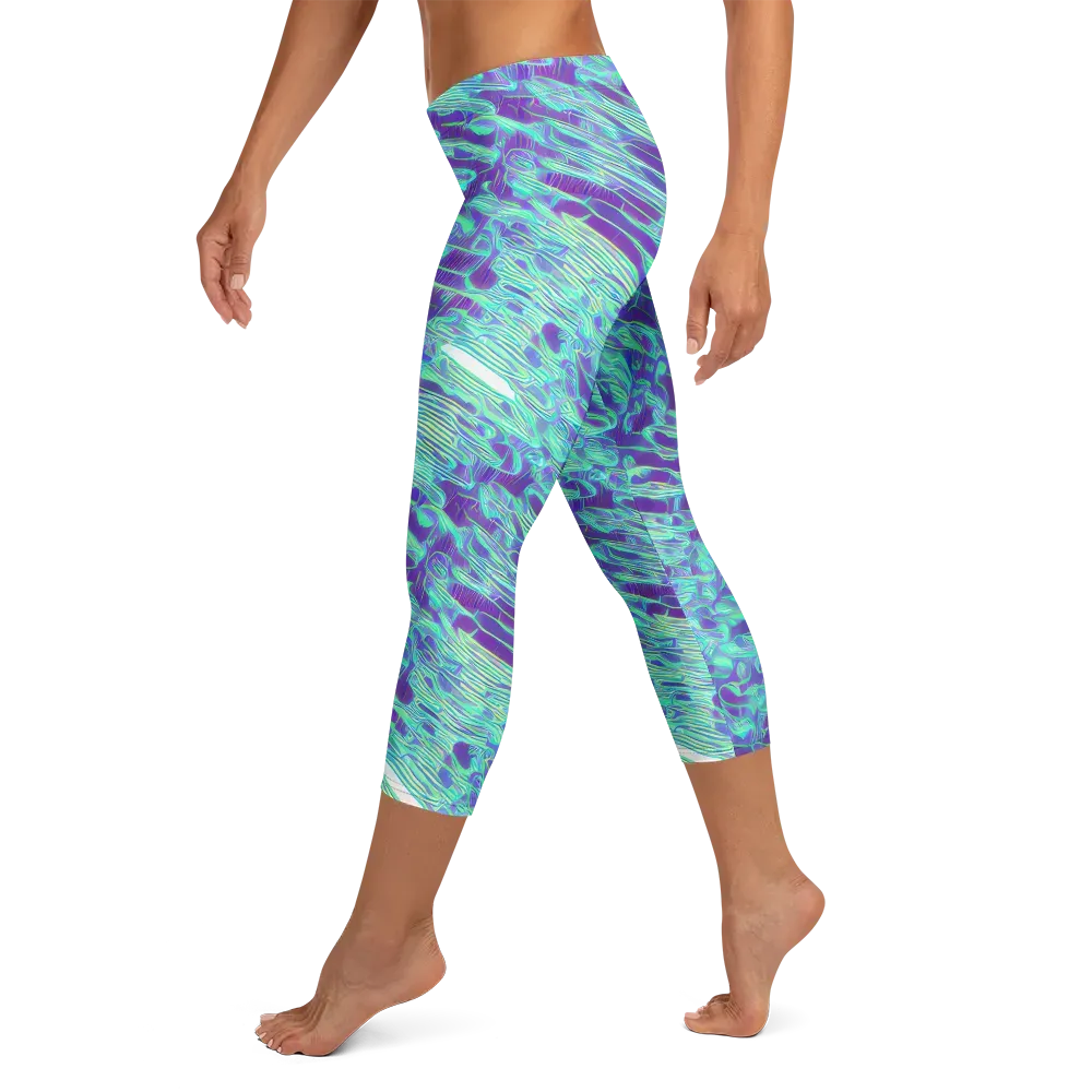 Aqua Fever on Capri Leggings — Left