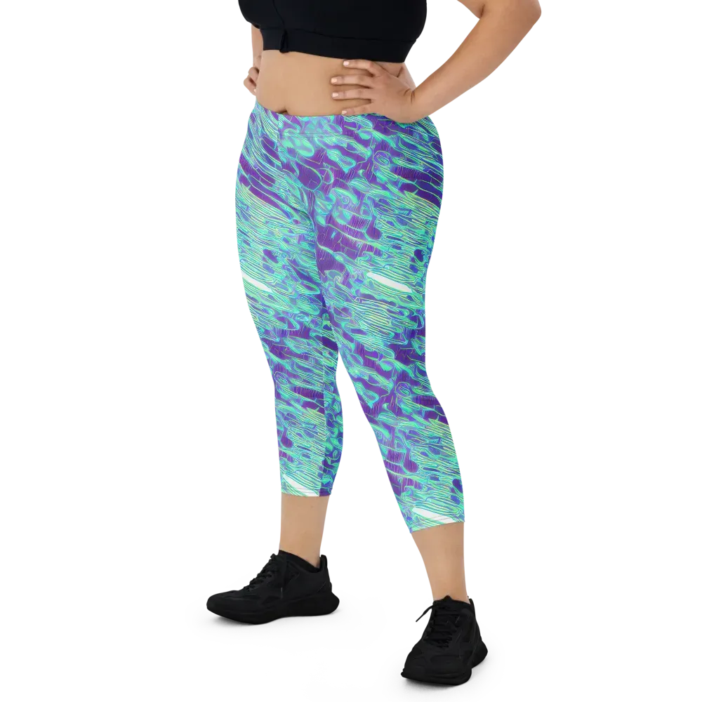 Aqua Fever on Capri Leggings — Front