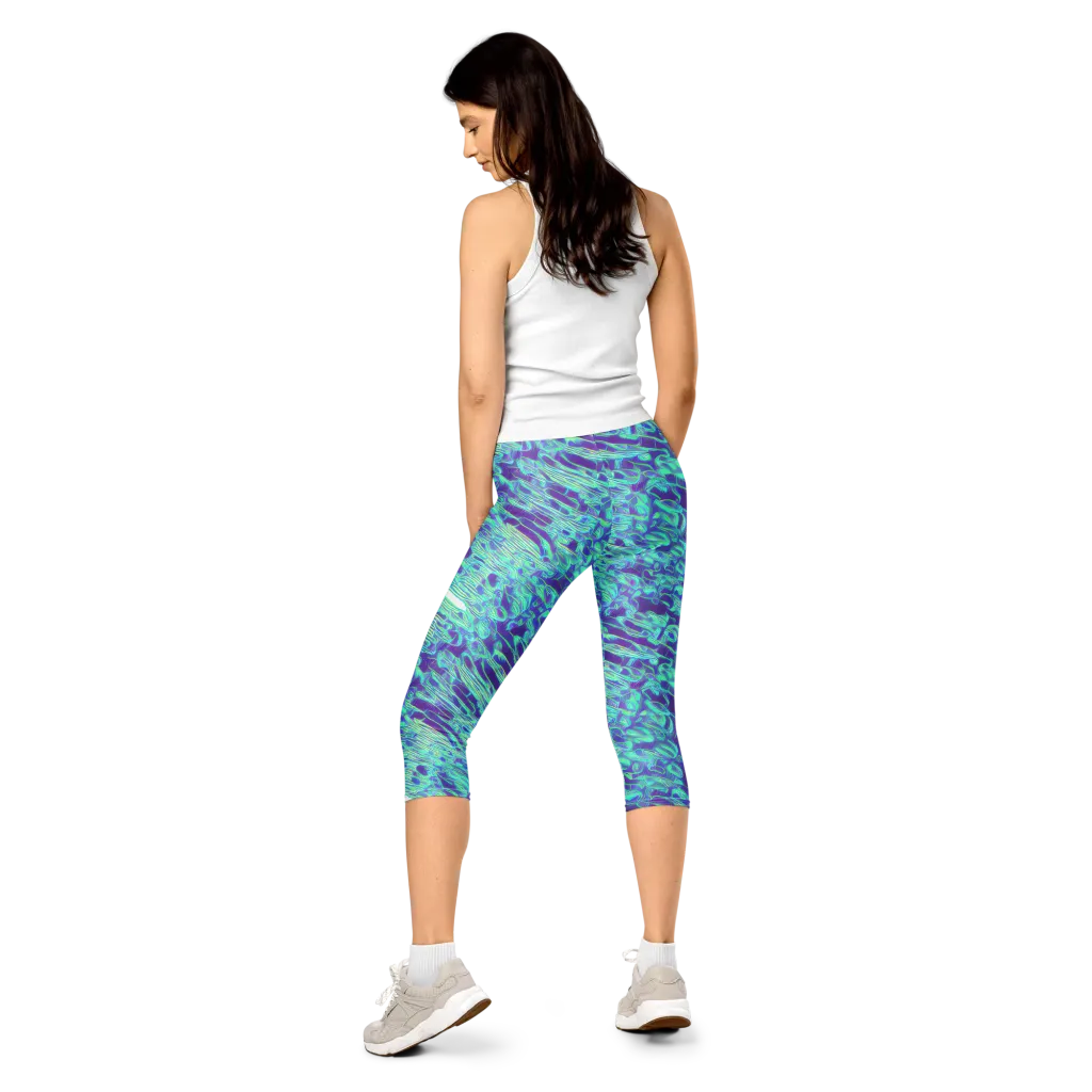 Aqua Fever on Capri Leggings — Back