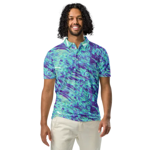 Aqua Fever on a Men's Slim Fit Polo Shirt