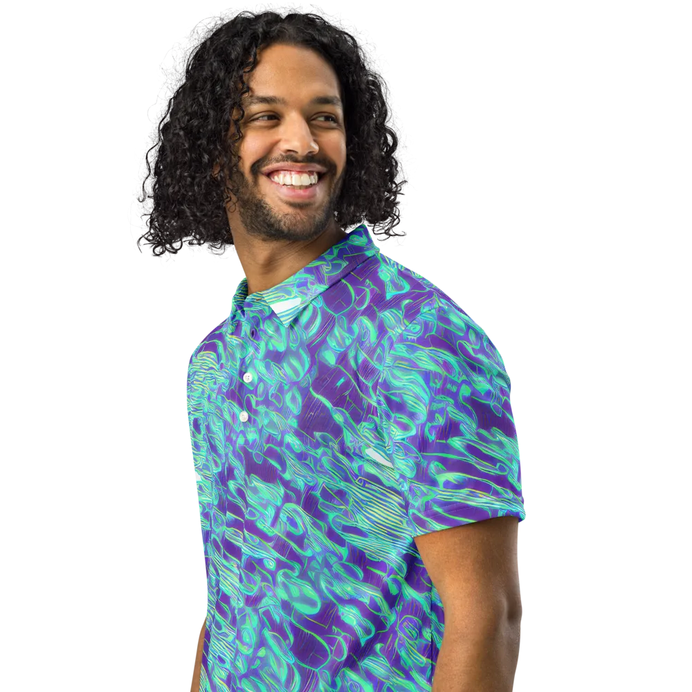 Aqua Fever on Men's Slim Fit Polo Shirt — Left Front