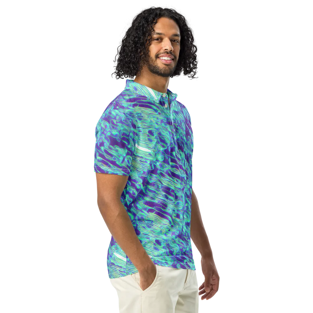 Aqua Fever on Men's Slim Fit Polo Shirt — Right Front
