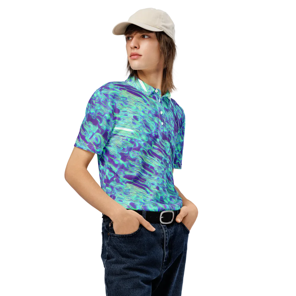 Aqua Fever on Men's Slim Fit Polo Shirt — Right Front