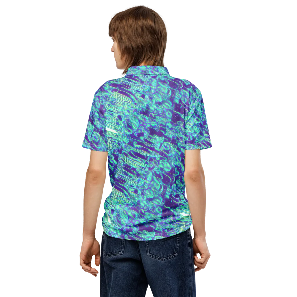 Aqua Fever on Men's Slim Fit Polo Shirt — Back
