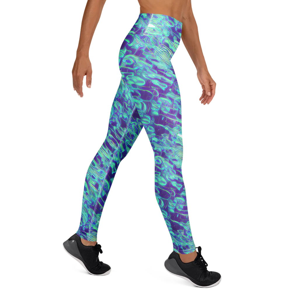 Aqua Fever on Yoga Leggings — Right