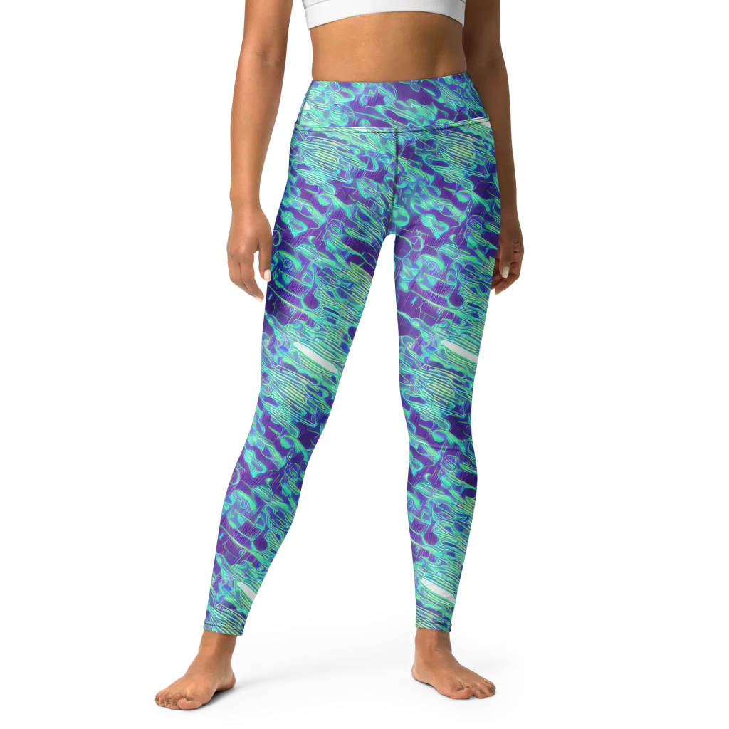 Aqua Fever on Yoga Leggings — Front