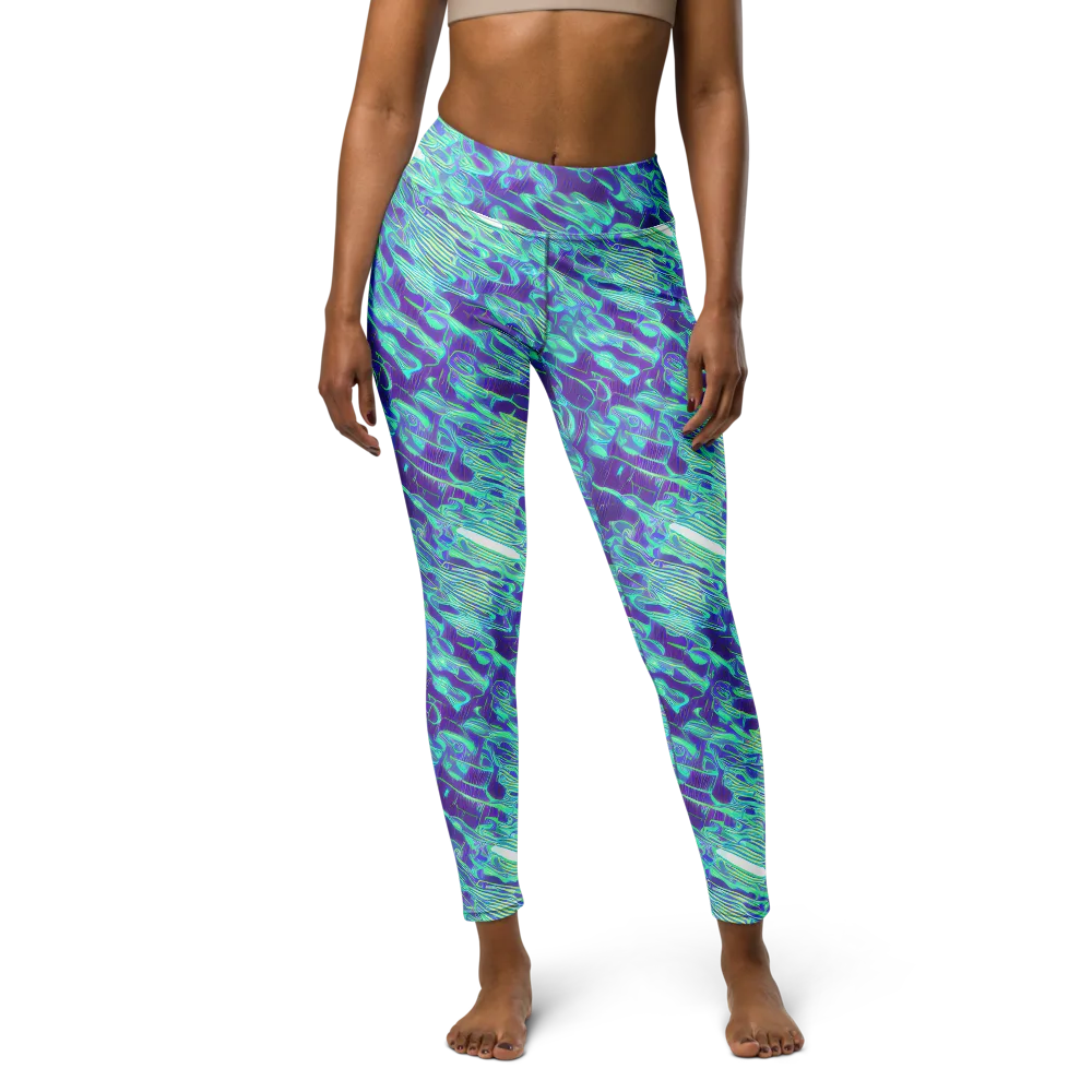 Aqua Fever on Yoga Leggings — Front