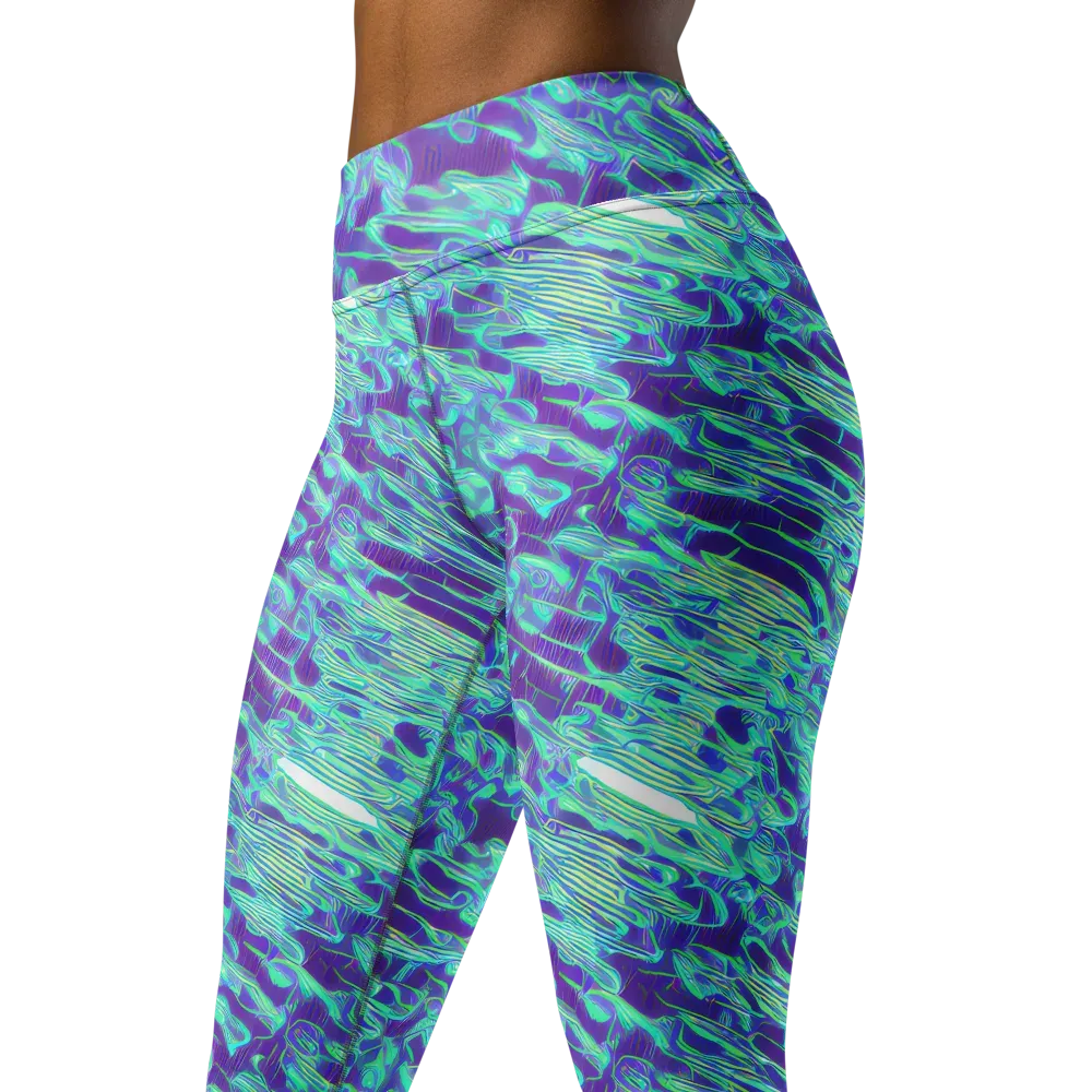 Aqua Fever on Yoga Leggings — Left Front