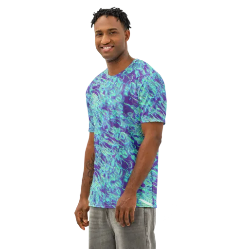 Aqua Fever on a Men's Cotton Crew Neck T-Shirt